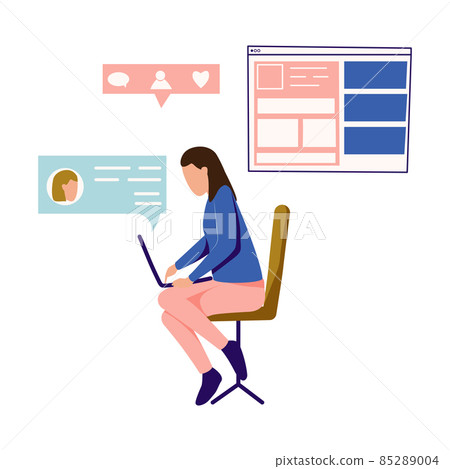 Girl Laptop SMM Composition 85289004