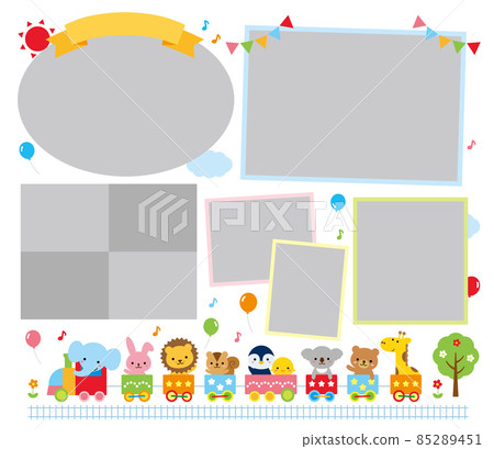 Cute animal kindergarten train album template 85289451