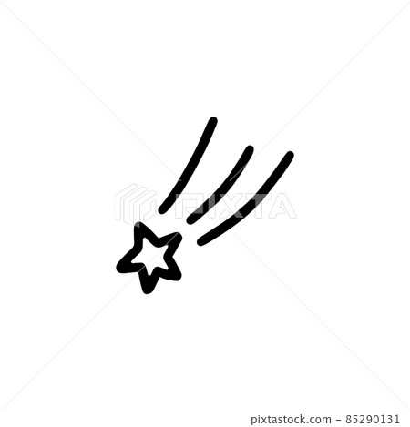 Space star flying or falling, doodle vector illustration isolated on white. 85290131