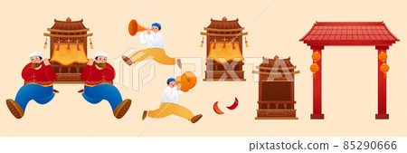 Chinese dragon-lion dance elements 85290666