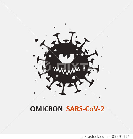 Omicron variant of COVID. New strain of coronavirus. Vector symbol. Evil bacteria Omicron variant of COVID. New strain of coronavirus. Vector symbol. Evil bacteria 85291195