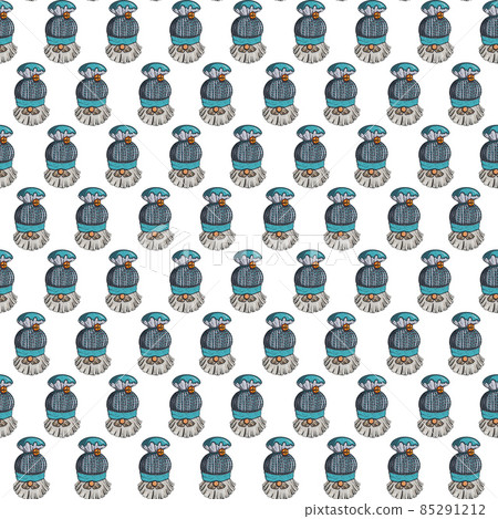 Seamless pattern illustration of a gnome with a beard in a hat. New year and christmas symbol on Seamless pattern illustration of a gnome with a beard in a hat. New year and christmas symbol on 85291212