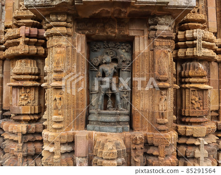 Stone sculpture of Varaha or boar Avatar of Lord Vishnu in the Parswadebata niche on the Ananta Vasudeva Temple. Dedicated to Lord Krishna, built in the 13th century A.D. by Queen Chandrika of Eastern Stone sculpture of Varaha or boar Avatar of Lord Vishnu in the Parswadebata niche on the Ananta Vasudeva Temple. Dedicated to Lord Krishna, built in the 13th century A.D. by Queen Chandrika of Eastern 85291564