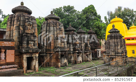 Asta Shambhu Temples, Bhubaneswar, Odisha, India. Collection of eight temples ranging in height from 4.2m to 6.1m built in 10th century A.D. Asta Shambhu Temples, Bhubaneswar, Odisha, India. Collection of eight temples ranging in height from 4.2m to 6.1m built in 10th century A.D. 85291567