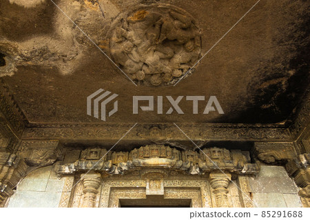 Ceiling and Entrance architecture of Tirthankar Adinath Jain caves, Tringalwadi fort, Nashik, Maharashtra, India. Ceiling and Entrance architecture of Tirthankar Adinath Jain caves, Tringalwadi fort, Nashik, Maharashtra, India. 85291688