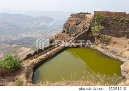 Small lake on the top of the Rajgad fort, Pune, Maharashtra, India. 85291848