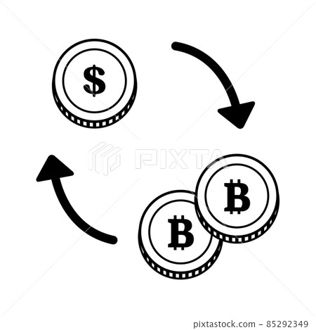 Illustration (vector) to trade dollars and bitcoins Illustration (vector) to trade dollars and bitcoins 85292349