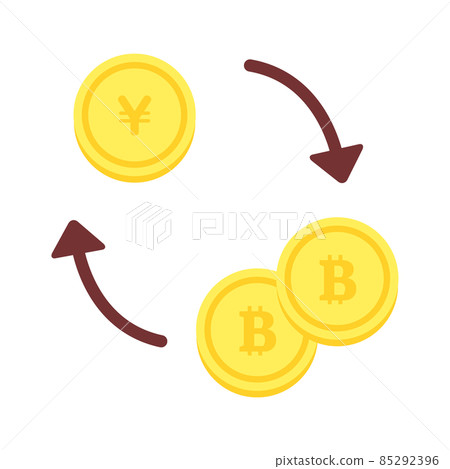 Illustration (vector) to trade yen and bitcoin Illustration (vector) to trade yen and bitcoin 85292396