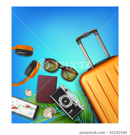 Tourism travel banner flight airplane vector Tourism travel banner flight airplane vector 85292590
