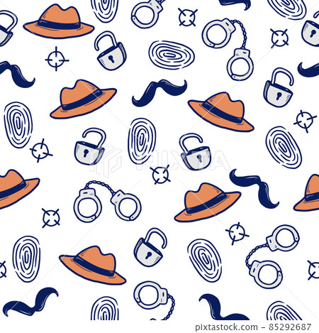 Detective seamless pattern. Hand drawn sketch 85292687