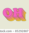 OH! Message style in black outline Sticker set for banner, web, poster, cartoon text. Vector illustration, flat style, clip art 85292887
