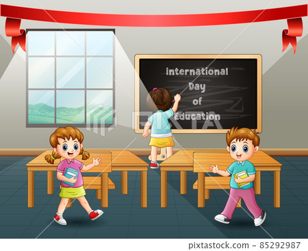 International day of Education with students in class  85292987