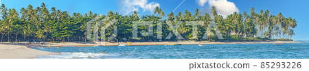 Panoramic view over the endless and deserted beach of Praia do Forte in the Brazilian province of Bahia during the day 85293226