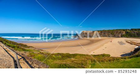 Panoramic picture of Praia da Bordeira in Portugal in summer Panoramic picture of Praia da Bordeira in Portugal in summer 85293248