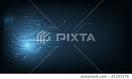 Circuit board electronic design on dark blue... - Stock Illustration ...