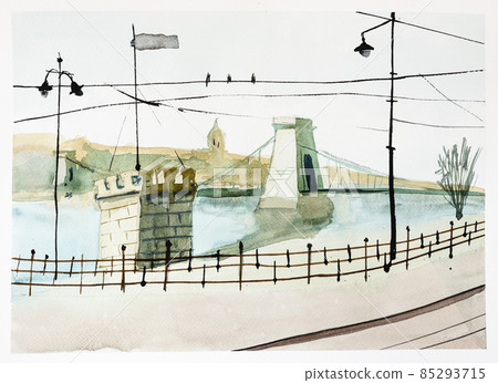 view of waterfront of river in Budapest city 85293715