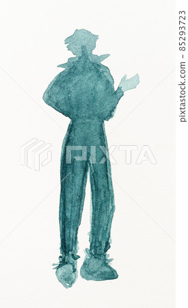 silhouette of girl in trousers and big shoe covers silhouette of girl in trousers and big shoe covers 85293723