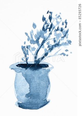 sketch of ceramic flowerpot with small tree sketch of ceramic flowerpot with small tree 85293726