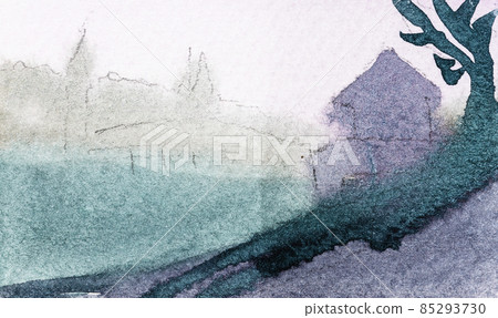 sketch of waterfront in Lucerne city in cold dusk 85293730