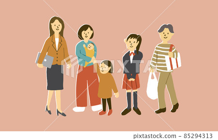 Drawing illustrations of women of various generations Drawing illustrations of women of various generations 85294313