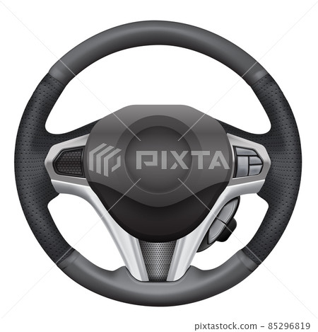 Realistic car steering wheel automobile multi function on white background vector 85296819