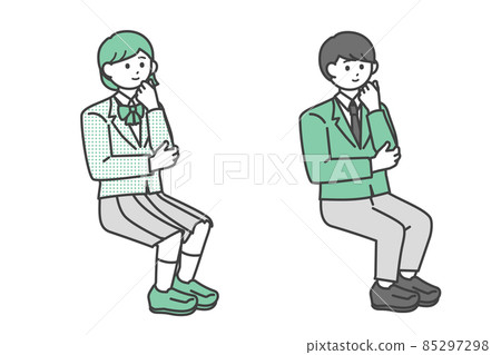 Illustration material set of student boys and girls sitting while thinking Illustration material set of student boys and girls sitting while thinking 85297298