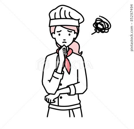 A cook woman who is in trouble standing and... - Stock Illustration ...