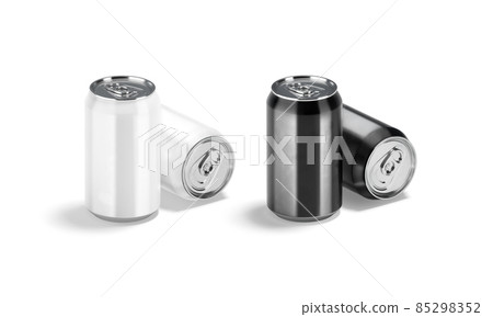Blank black, white aluminum 330 ml soda can mockup, stand lying Blank black, white aluminum 330 ml soda can mockup, stand lying 85298352