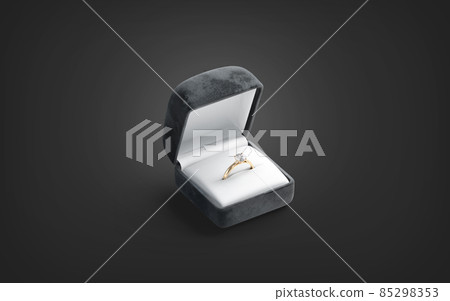 Blank black box with gold diamond ring mockup, dark background Blank black box with gold diamond ring mockup, dark background 85298353