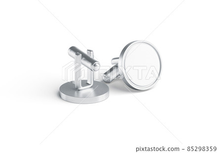 Blank round silver cufflinks toggle mockup pair, isolated Blank round silver cufflinks toggle mockup pair, isolated 85298359