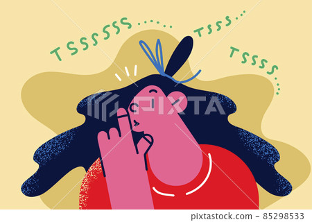 Woman keep finger on lips ask silence 85298533