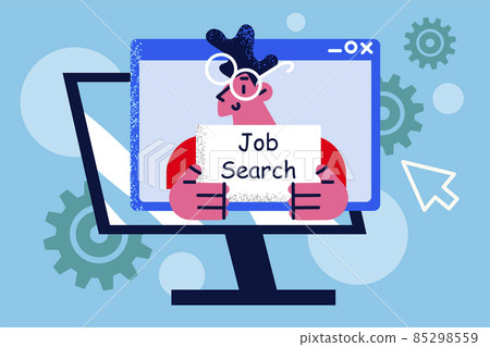 Male job applicant on computer screen  85298559