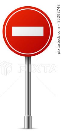 Realistic no enter sign. Red round road circle board 85298748