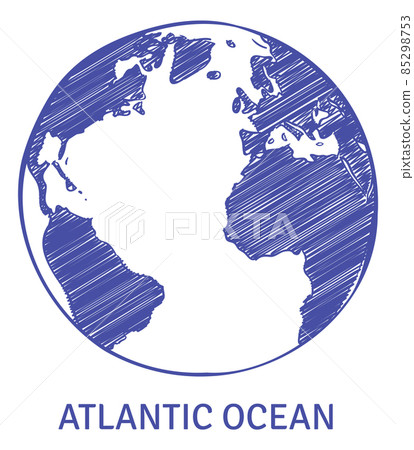 Atlantic ocean sketch. Hand drown globe symbol Atlantic ocean sketch. Hand drown globe symbol 85298753