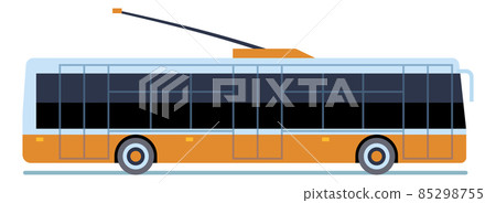 Trolleybus icon. Trolley coach side view. City transport Trolleybus icon. Trolley coach side view. City transport 85298755