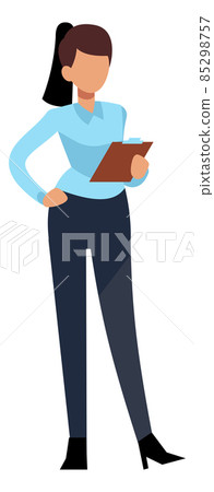 Woman looking in paper document. Businesswoman reading report Woman looking in paper document. Businesswoman reading report 85298757