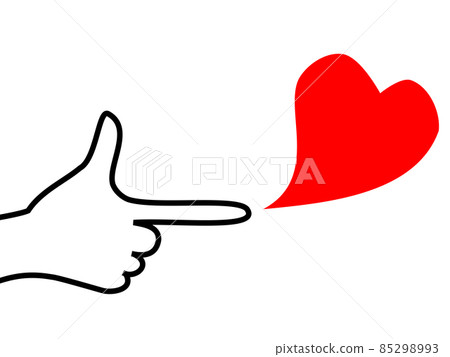 手指槍和心形標記的裝飾材料 85298993