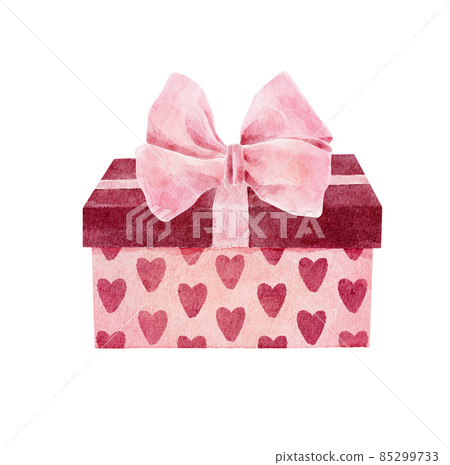 Watercolor gift box isolated on white background. Watercolor gift box isolated on white background. 85299733