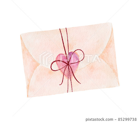 Watercolor envelope with pink heart isolated on... - Stock Illustration ...
