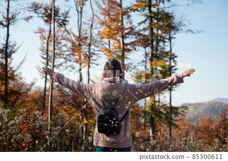Young woman enjoying life in beautiful autumn nature Young woman enjoying life in beautiful autumn nature 85300611