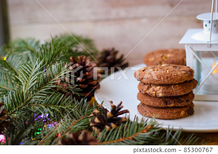 Christmas motifs. Delicious cookies for Santa. Christmas motifs. Delicious cookies for Santa. 85300767