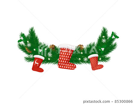New Year Decoration Spruce Branch, Santa Stockings New Year Decoration Spruce Branch, Santa Stockings 85300866
