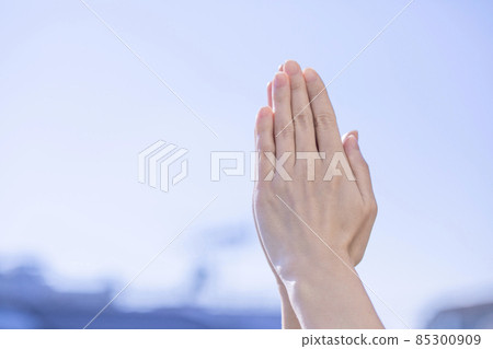 Hands praying photo material 85300909