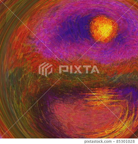 Abstract Sunset or Sunrise. Digital painting. 3D rendering Abstract Sunset or Sunrise. Digital painting. 3D rendering 85301028