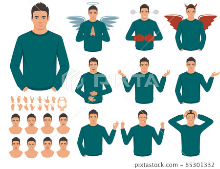 Various hand gestures and expressions. vector illustration Various hand gestures and expressions. vector illustration 85301332