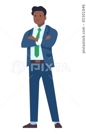 Man in suit crossed arms. Confident businessman... - Stock Illustration ...