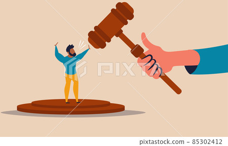 Justice of discrimination and judge law racism and injustice concept. Unfair multiracial people and freedom right issue vector illustration. Human equal and legal democracy support and stop problem Justice of discrimination and judge law racism and injustice concept. Unfair multiracial people and freedom right issue vector illustration. Human equal and legal democracy support and stop problem 85302412