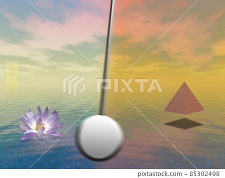 Pendulum and lotus. 3D rendering 85302498