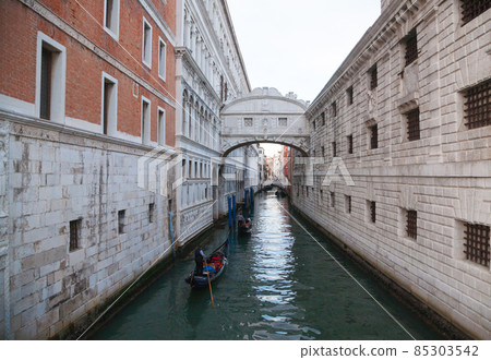 Bridge of Sighs day view, Venice. Venetian landmark. Bridge of Sighs day view, Venice. Venetian landmark. 85303542