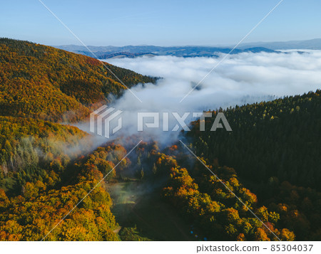 aerial landscape view of autumn carpathian mountains aerial landscape view of autumn carpathian mountains 85304037